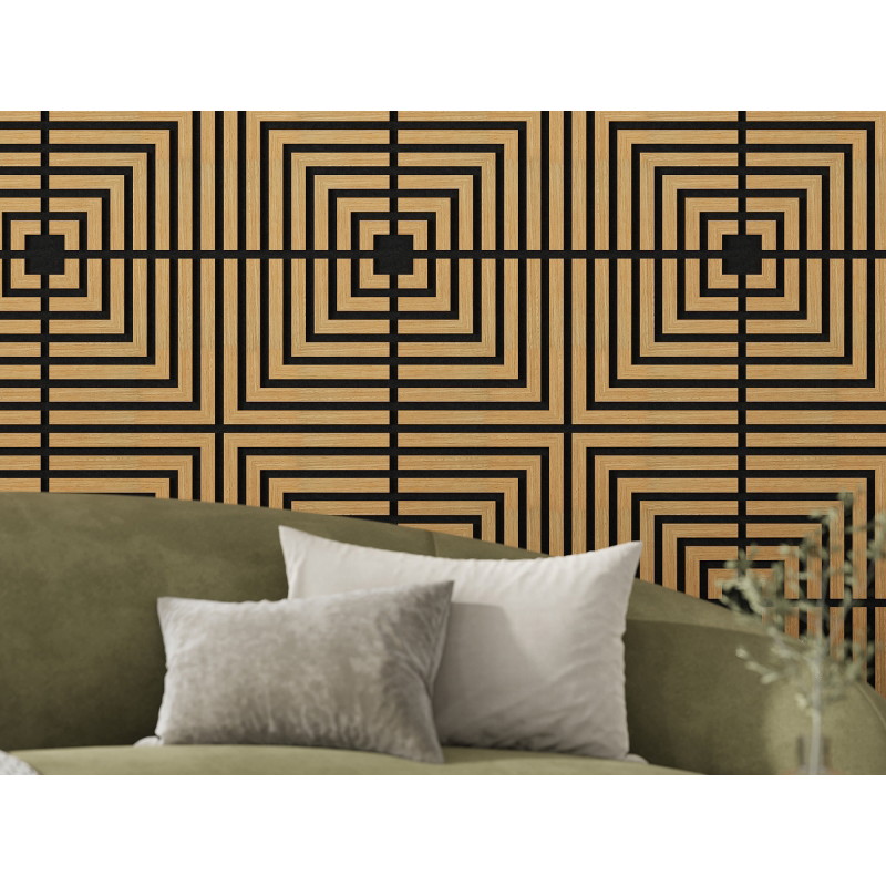Mexen Linea 02 garso sienų plokštė 60 x 60 cm (4 vnt.), veltinis 9 mm, techninė fanera, Ąžuolas Classic