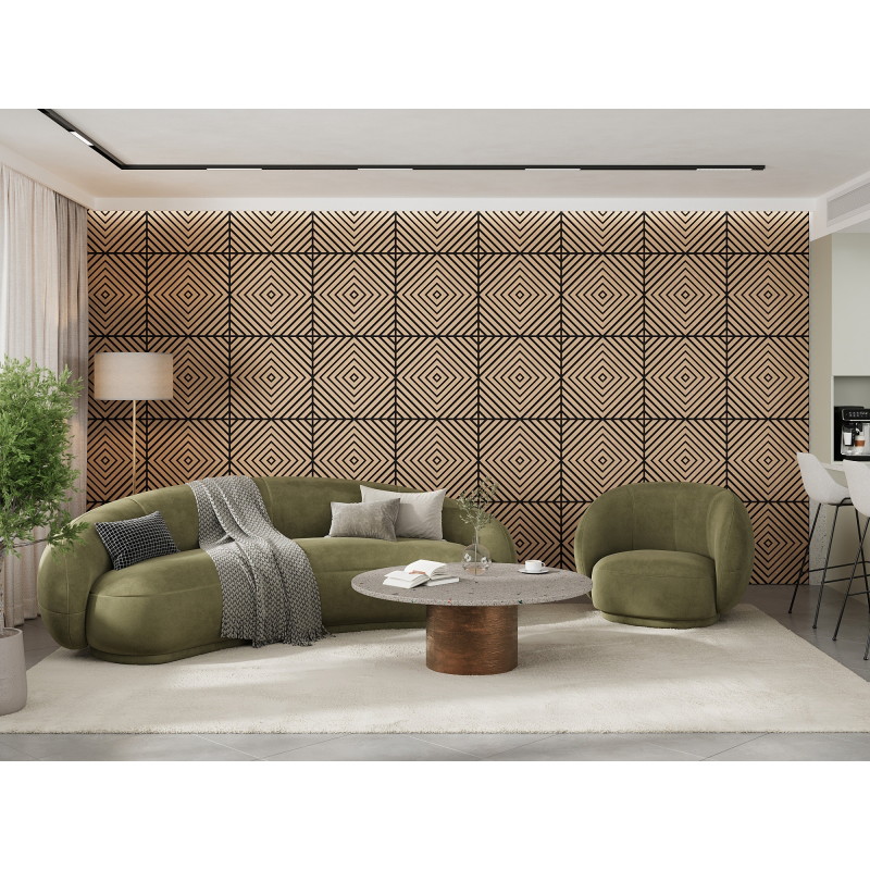 Mexen Linea 03 akustinė sieninė panelė 60 x 60 cm (4 vnt.), 9 mm veltinis, techninis fanera, balinta ąžuolo