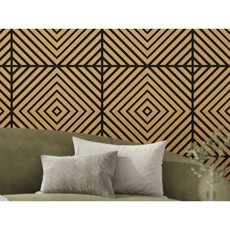 Mexen Linea 03 akustinė sieninė plokštė 60 x 60 cm (4 vnt.), veltinis 9 mm, techninis fanera, Ąžuolas Classic