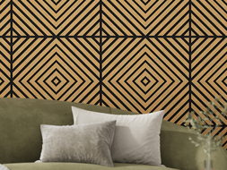 Mexen Linea 03 akustinė sieninė plokštė 60 x 60 cm (4 vnt.), veltinis 9 mm, techninis fanera, Ąžuolas Classic