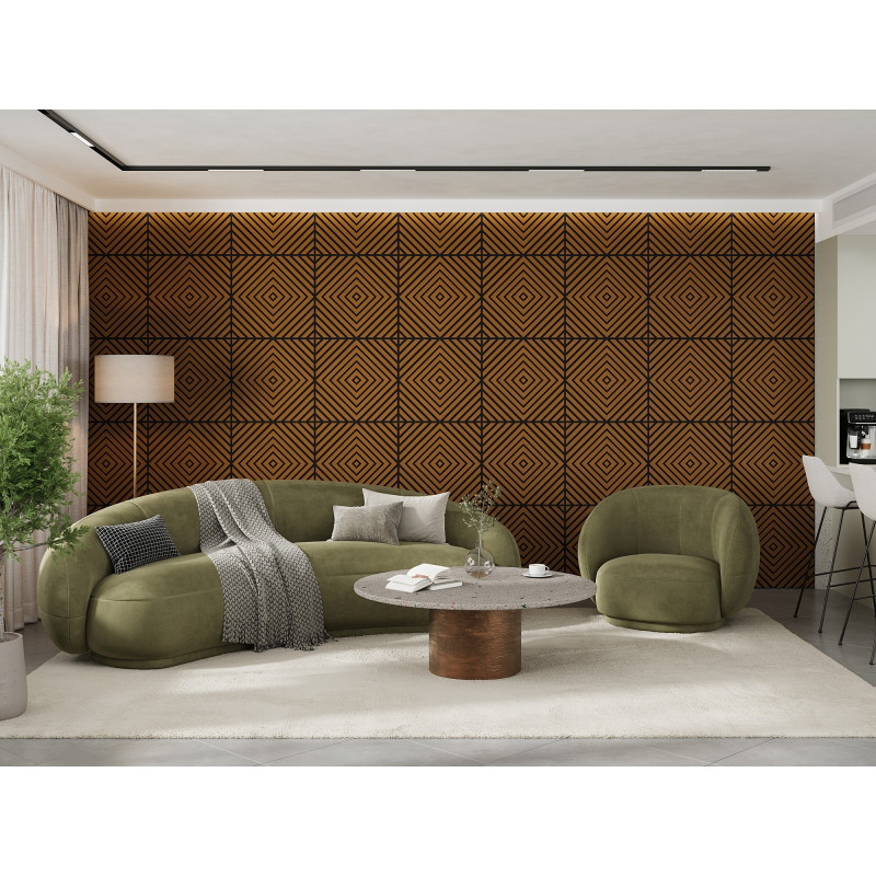 Mexen Linea 03 akustinė sieninė plokštė 60 x 60 cm (4 vnt.), veltinis 9 mm, techninis fanera, Natūralus Ąžuolas