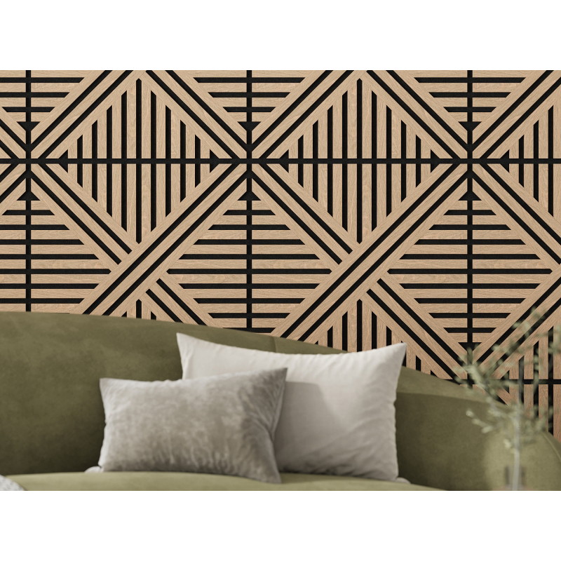 Mexen Linea 05 sieninė akustinė plokštė 60 x 60 cm (4vnt.), veltinis 9 mm, techninis fanera, Balinta Ąžuolas