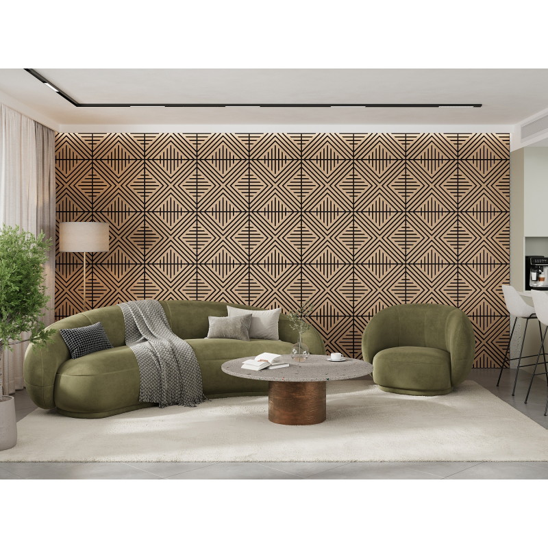 Mexen Linea 06 akustinė sieninė plokštė 60 x 60 cm (4vnt.), 9 mm veltinis, techninis faneris, Balintas Ąžuolas