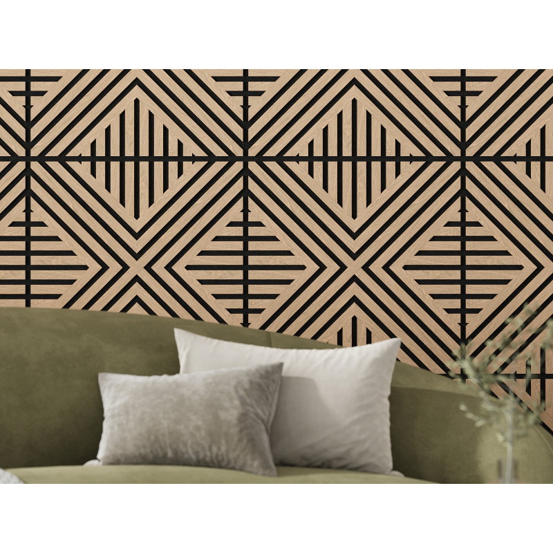 Mexen Linea 06 akustinė sieninė plokštė 60 x 60 cm (4vnt.), 9 mm veltinis, techninis faneris, Balintas Ąžuolas