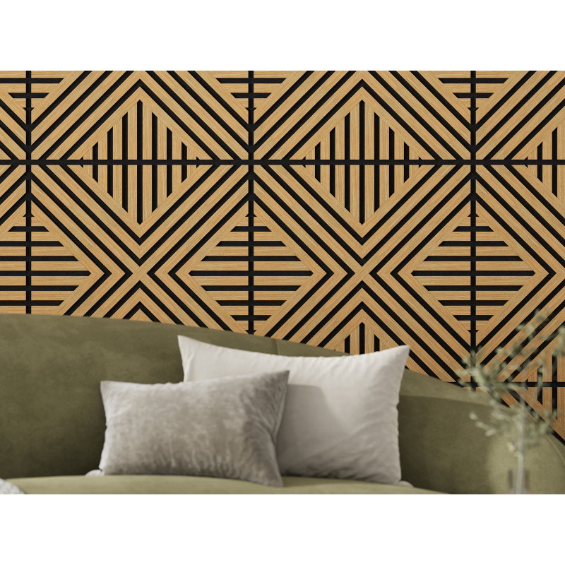 Mexen Linea 06 sieninis akustinis skydelis 60 x 60 cm (4 vnt.), veltinis 9 mm, techninis faneravimas, Ąžuolas Classic