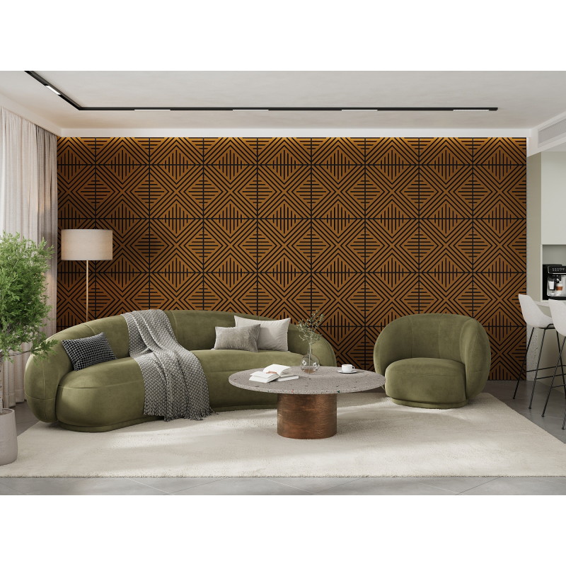 Mexen Linea 06 akustinis sienų skydas 60 x 60 cm (4 vnt.), veltinis 9 mm, techninis faneris, Natūrali Ąžuolas