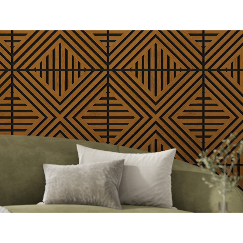 Mexen Linea 06 akustinis sienų skydas 60 x 60 cm (4 vnt.), veltinis 9 mm, techninis faneris, Natūrali Ąžuolas
