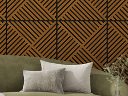 Mexen Linea 08 akustinė sienų plokštė 60 x 60 cm (4 vnt.), 9 mm veltinis, techninė fanera, Natūrali ąžuolas