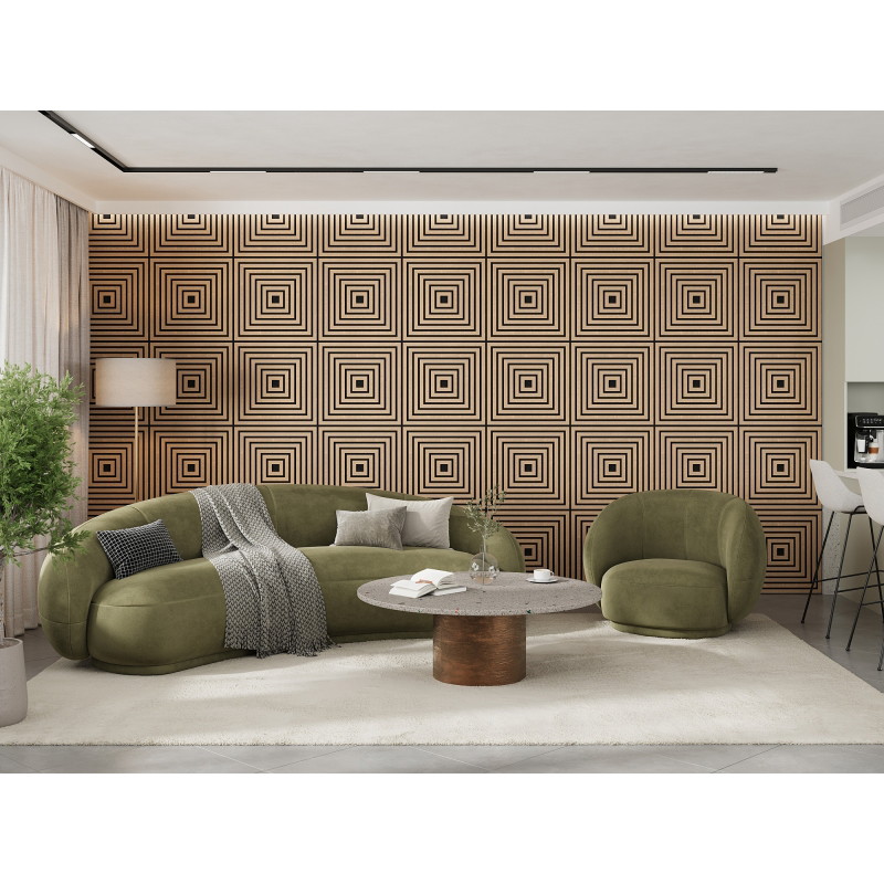 Mexen Linea 13 akustinė sieninė plokštė 60 x 60 cm (4 vnt.), 9 mm veltinis, techninis fanera, Balintas Ąžuolas