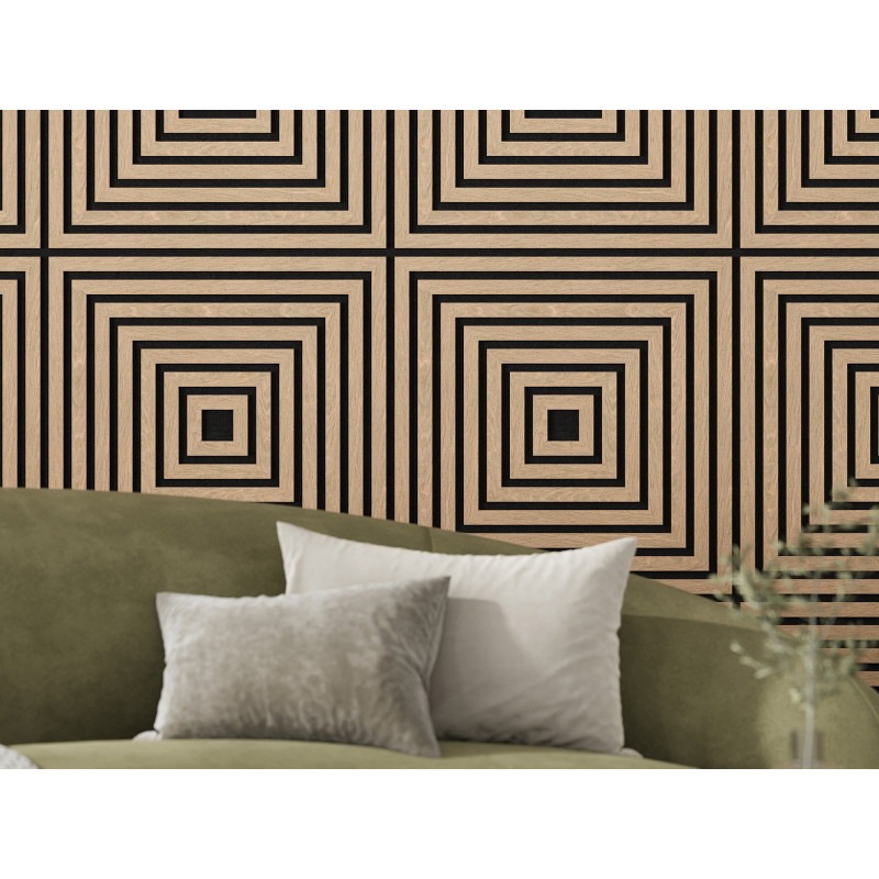Mexen Linea 13 akustinė sieninė plokštė 60 x 60 cm (4 vnt.), 9 mm veltinis, techninis fanera, Balintas Ąžuolas