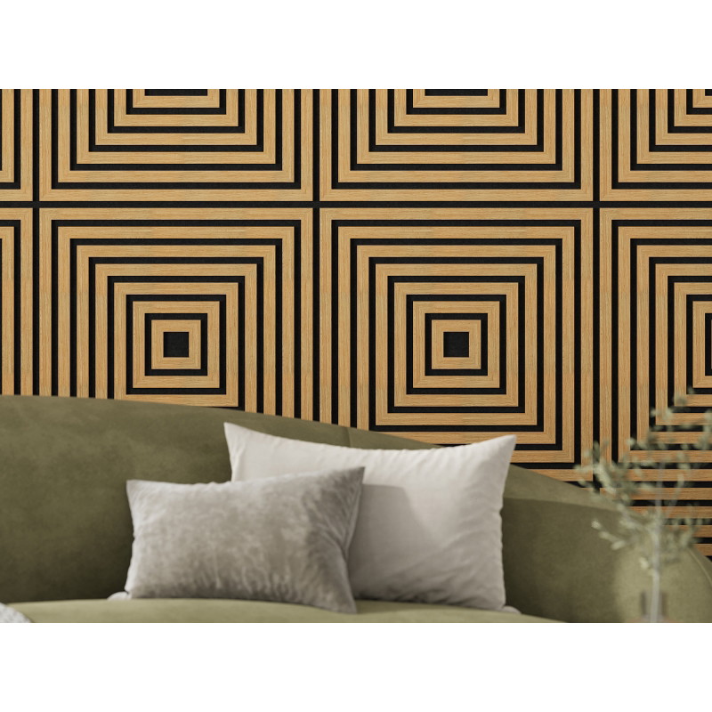 Mexen Linea 13 sieninė akustinė plokštė 60 x 60 cm (4 vnt.), 9 mm veltinis, techninis faneris, Ąžuolas Classic