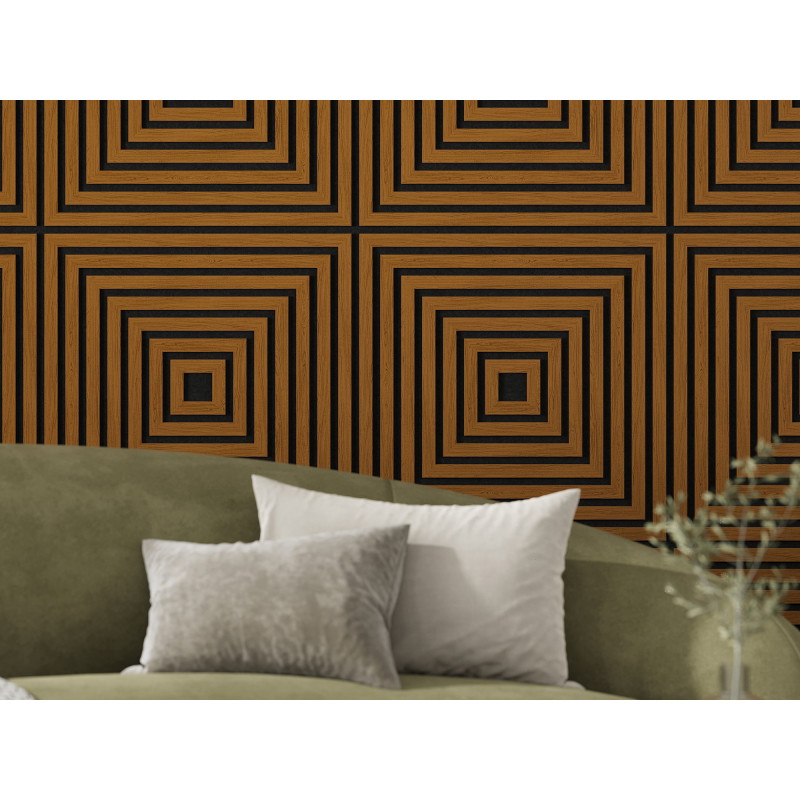 Mexen Linea 13 sieninė akustinė plokštė 60 x 60 cm (4vnt.), 9 mm veltinis, techninis lukštas, Natūralus Ąžuolas