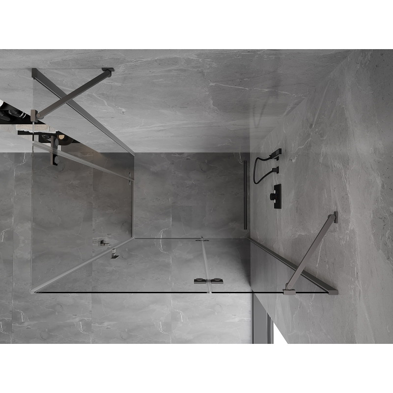 Mexen Mist-H Duo dešinė pusė atveriama dušo kabina 105 x 120 cm, skaidri, gun metal - 8A5-105L-120P-95-00