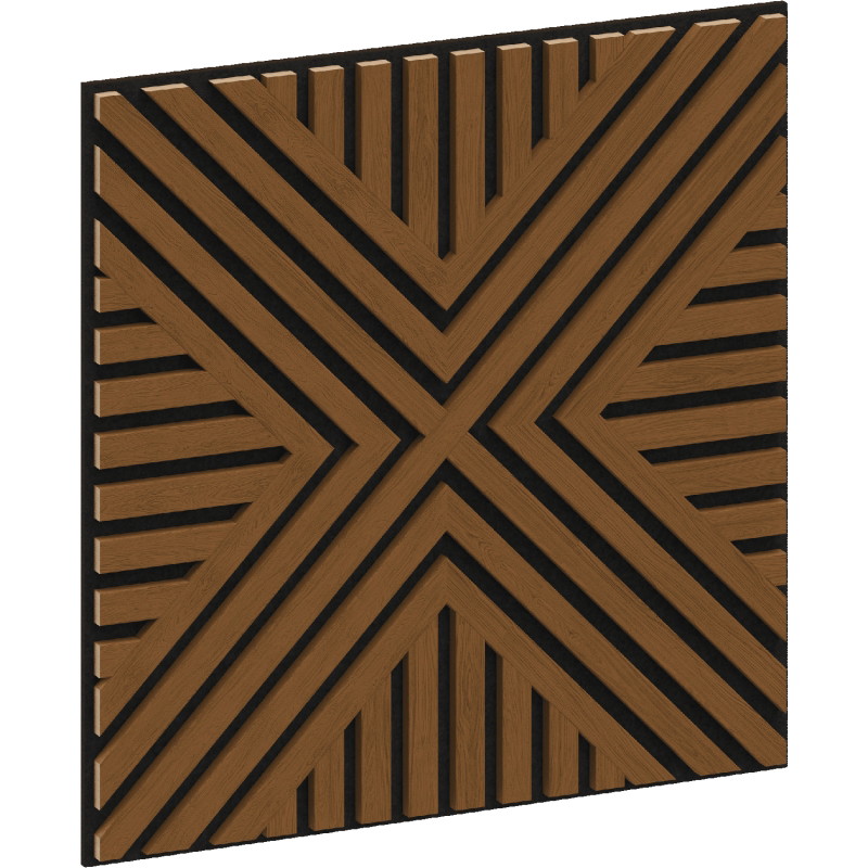 Mexen Linea 06 akustinis sienų skydas 60 x 60 cm (4 vnt.), veltinis 9 mm, techninis faneris, Natūrali Ąžuolas