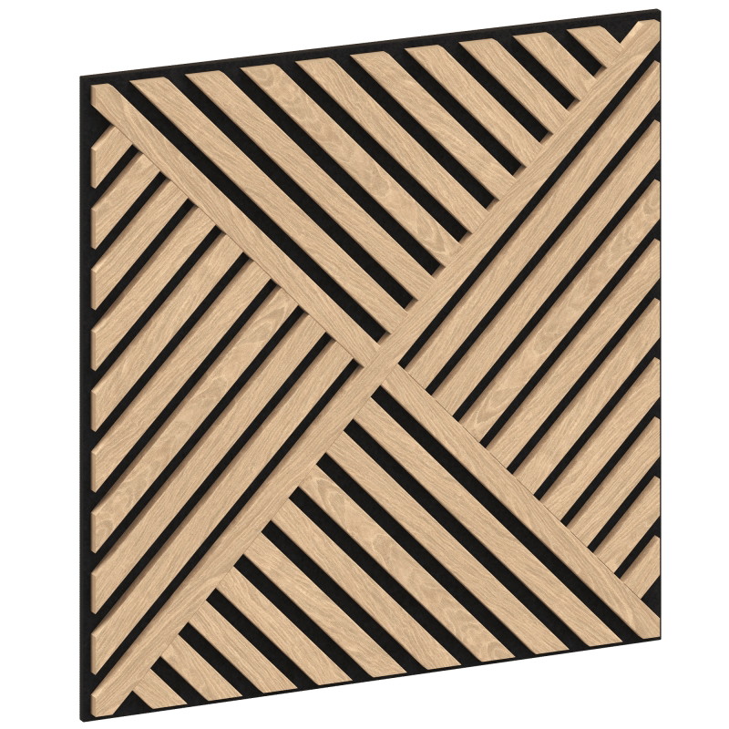 Mexen Linea 08 akustinė sieninė plokštė 60 x 60 cm (4 vnt.), veltinis 9 mm, techninis faneros lukštas, Baltintas Ąžuolas