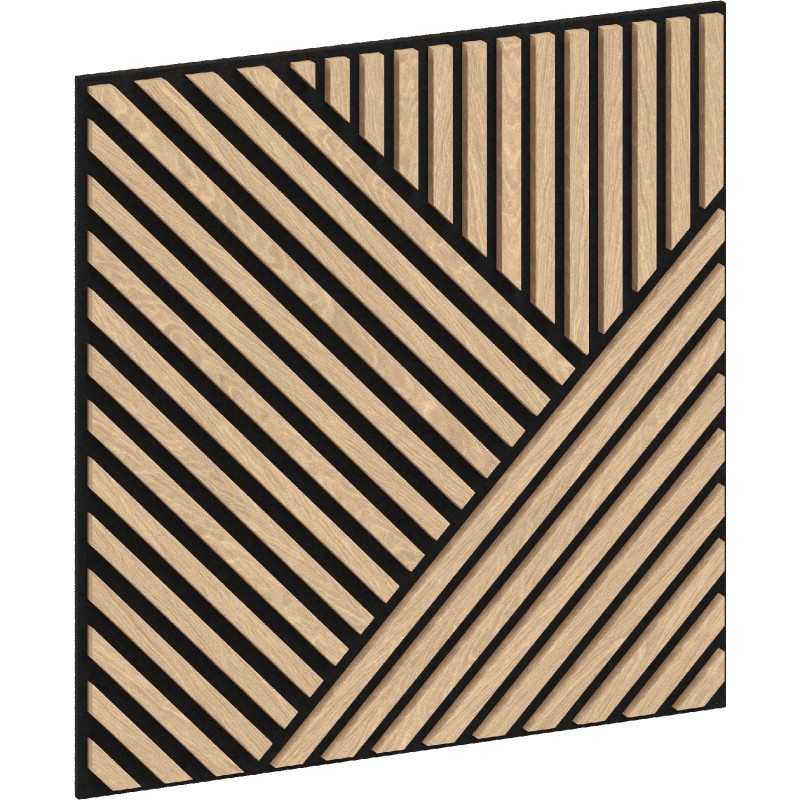 Mexen Linea 25 sieninė akustinė plokštė 60 x 60 cm (4 vnt.), veltinis 9 mm, techninis fanera, Baltintas Ąžuolas