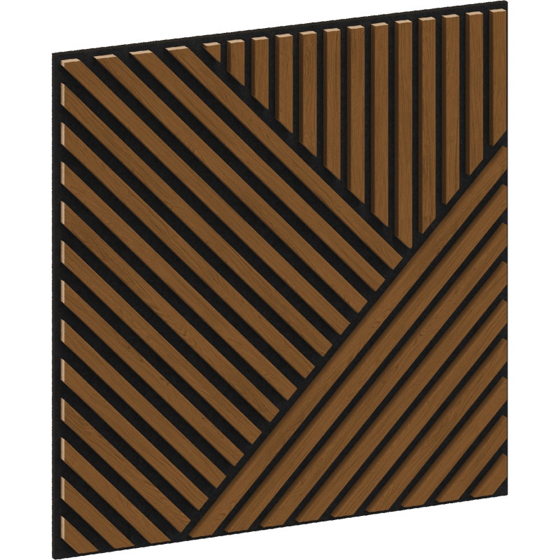 Mexen Linea 25 akustinė sieninė plokštė 60 x 60 cm (4vnt.), 9 mm veltinis, techninis lukštas, Natūralus Ąžuolas