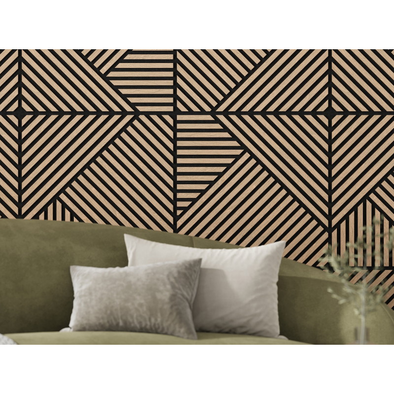 Mexen Linea 25 sieninė akustinė plokštė 60 x 60 cm (4 vnt.), veltinis 9 mm, techninis fanera, Baltintas Ąžuolas