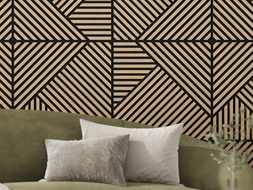 Mexen Linea 25 sieninė akustinė plokštė 60 x 60 cm (4 vnt.), veltinis 9 mm, techninis fanera, Baltintas Ąžuolas