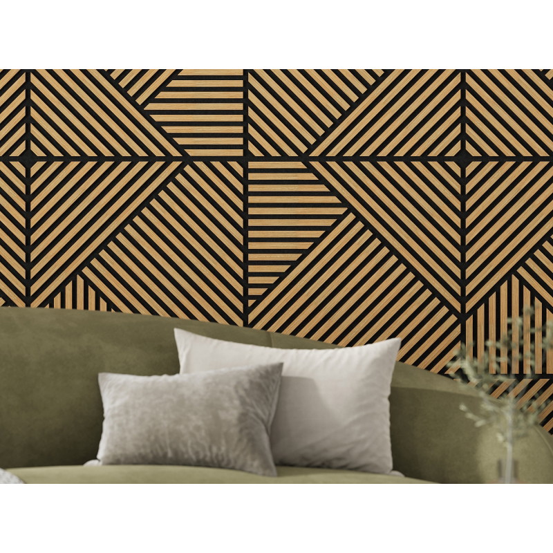 Mexen Linea 25 akustinė sienos plokštė 60 x 60 cm (4 vnt.), veltinis 9 mm, techninis fanera, Ąžuolas Classic