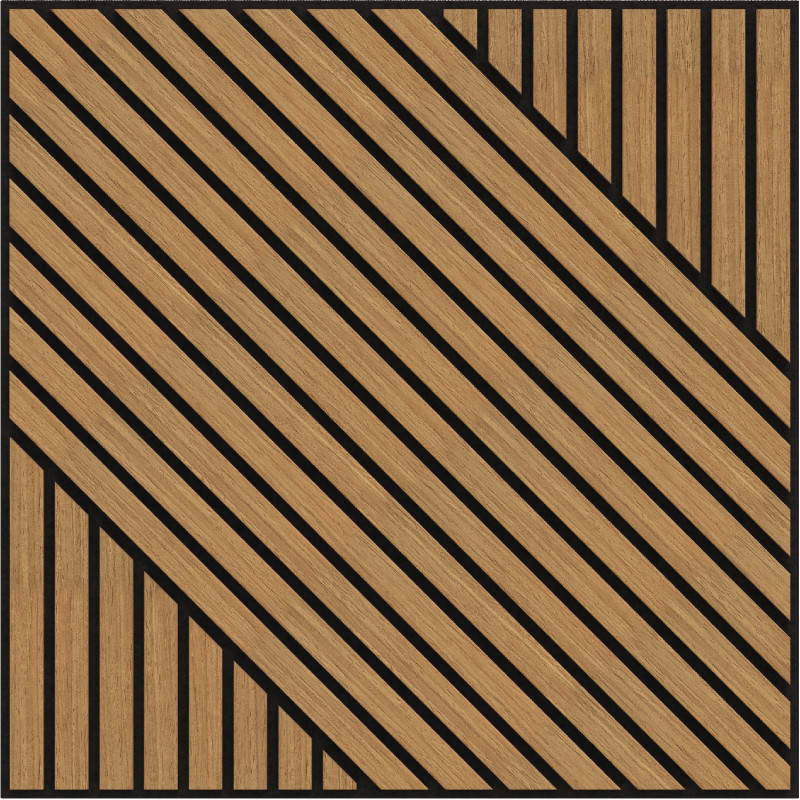 Mexen Linea 26 akustinė sienų plokštė 60 x 60 cm (4 vnt.), 9 mm veltinis, techninis fanera, Ąžuolas Classic