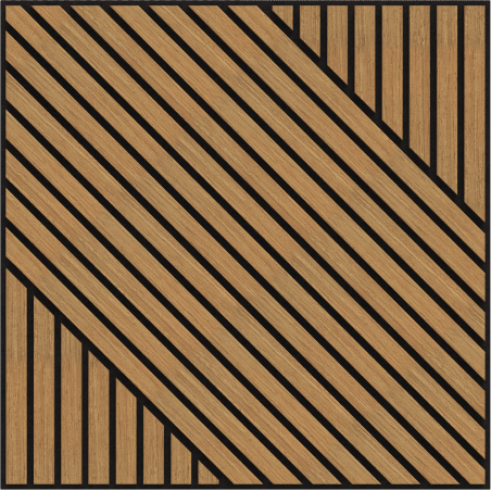 Mexen Linea 26 akustinė sienų plokštė 60 x 60 cm (4 vnt.), 9 mm veltinis, techninis fanera, Ąžuolas Classic