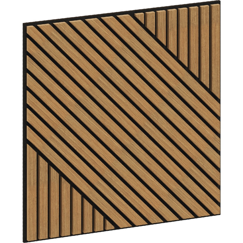 Mexen Linea 26 akustinė sienų plokštė 60 x 60 cm (4 vnt.), 9 mm veltinis, techninis fanera, Ąžuolas Classic