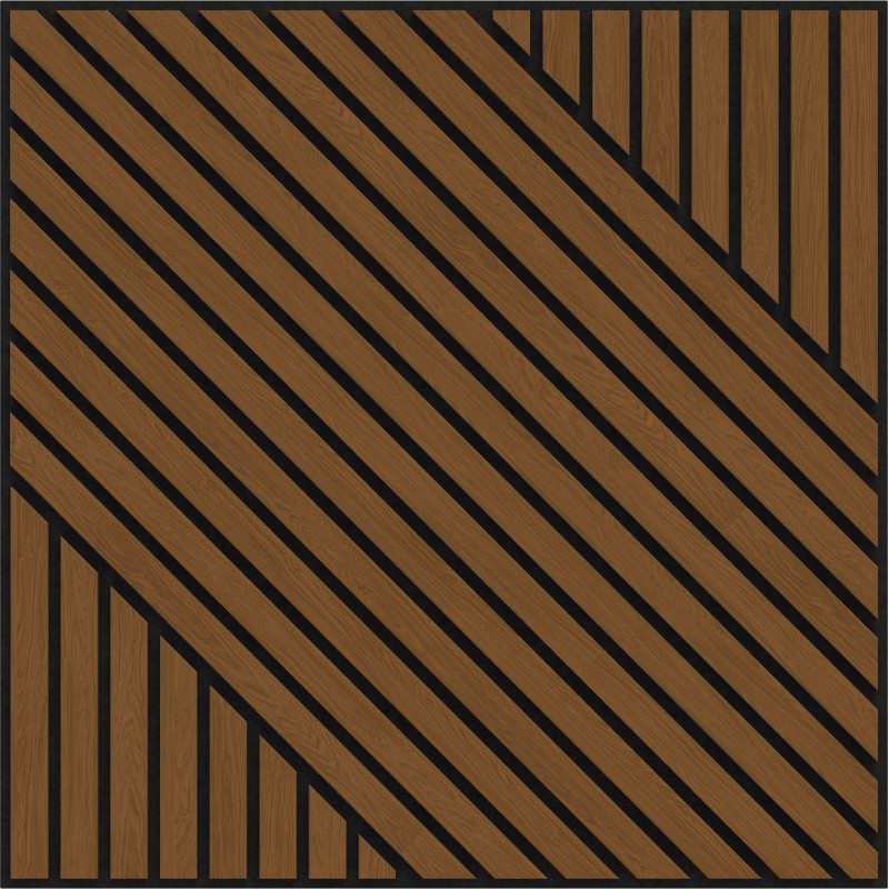 Mexen Linea 26 akustinė sienų plokštė 60 x 60 cm (4 vnt.), 9 mm veltinis, techninis fanera, Natūralus Ąžuolas