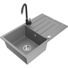 Mexen Bruno vienos kameros granitinė plautuvė su nusausintuvu ir virtuviniu maišytuvu Telma, pilka - 6513-71-670200-70