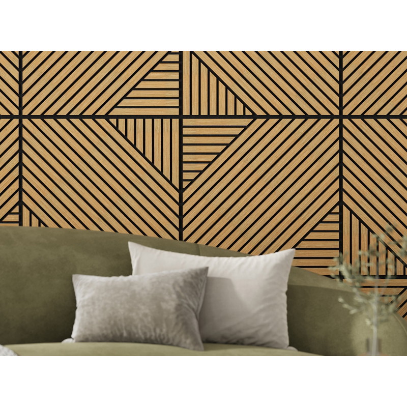 Mexen Linea 26 akustinė sienų plokštė 60 x 60 cm (4 vnt.), 9 mm veltinis, techninis fanera, Ąžuolas Classic