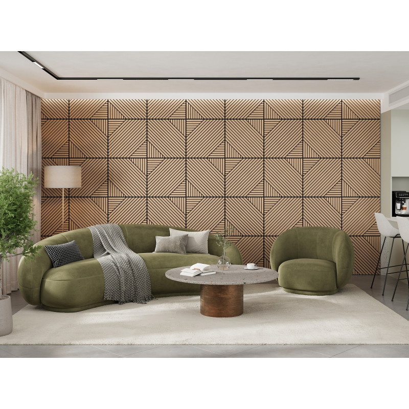 Mexen Linea 26 akustinis sienos skydelis 60 x 60 cm (4 vnt.), veltinis 9 mm, techninis lukštas, Balintas Ąžuolas