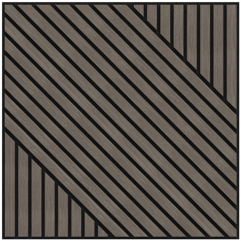 Mexen Linea 26 akustinė sieninė plokštė 60 x 60 cm (4 vnt.), 9 mm veltinis, techninis lukštas, Pilkas Ąžuolas