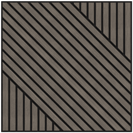 Mexen Linea 26 akustinė sieninė plokštė 60 x 60 cm (4 vnt.), 9 mm veltinis, techninis lukštas, Pilkas Ąžuolas