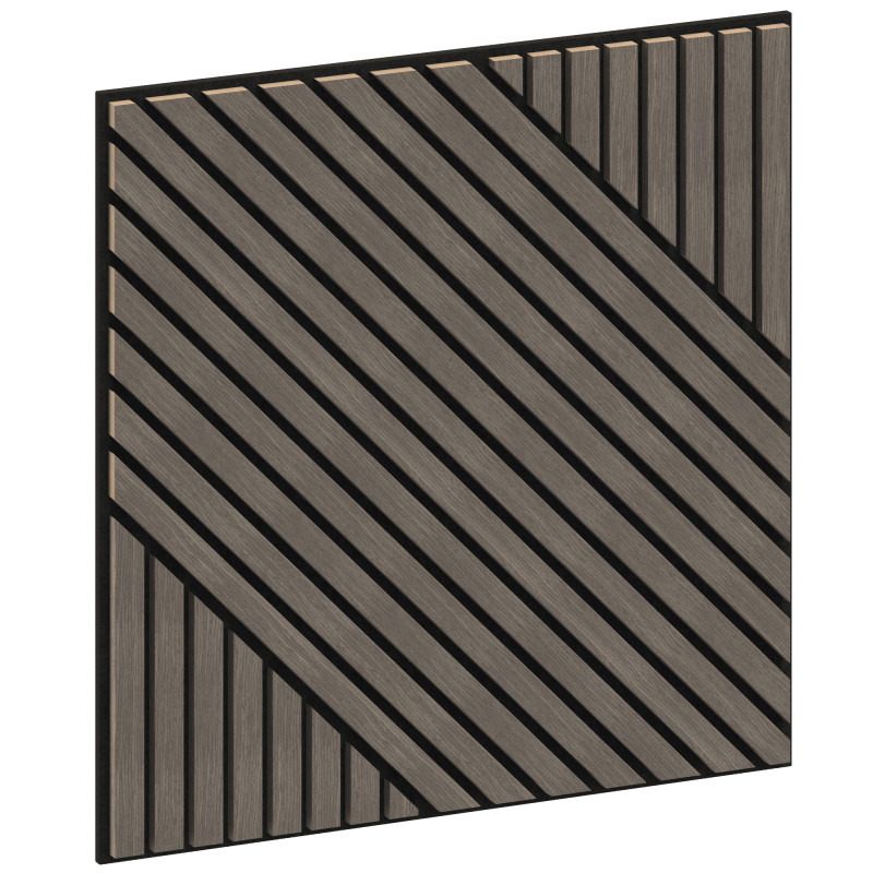 Mexen Linea 26 akustinė sieninė plokštė 60 x 60 cm (4 vnt.), 9 mm veltinis, techninis lukštas, Pilkas Ąžuolas