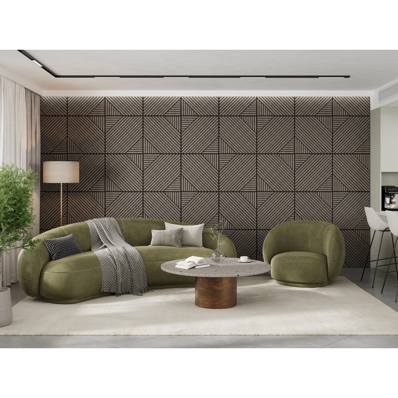 Mexen Linea 26 akustinė sieninė plokštė 60 x 60 cm (4 vnt.), 9 mm veltinis, techninis lukštas, Pilkas Ąžuolas