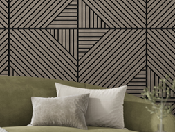 Mexen Linea 26 akustinė sieninė plokštė 60 x 60 cm (4 vnt.), 9 mm veltinis, techninis lukštas, Pilkas Ąžuolas