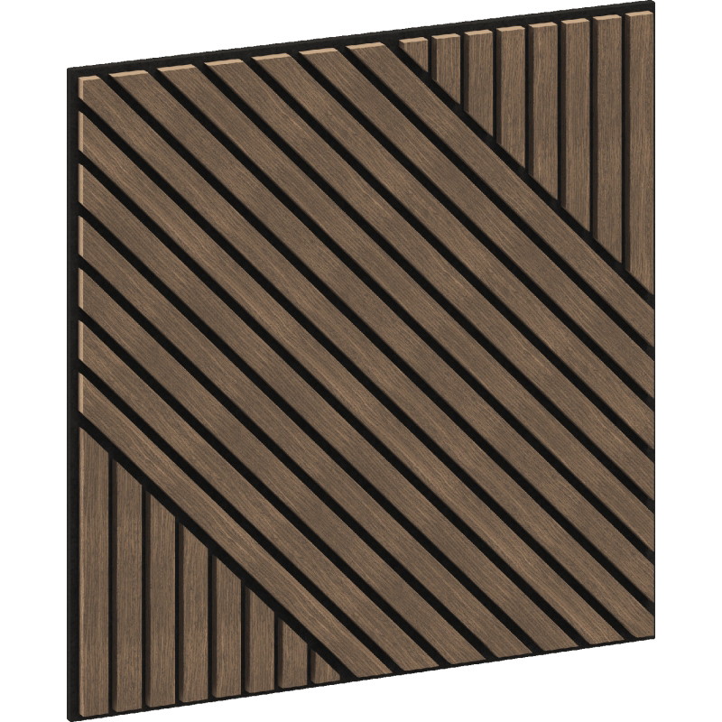 Mexen Linea 26 akustinė sieninė plokštė 60 x 60 cm (4 vnt.), veltinis 9 mm, techninis faneris, Tamsus Riešutas