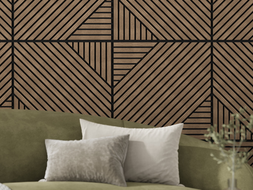 Mexen Linea 26 akustinė sieninė plokštė 60 x 60 cm (4 vnt.), veltinis 9 mm, techninis faneris, Tamsus Riešutas