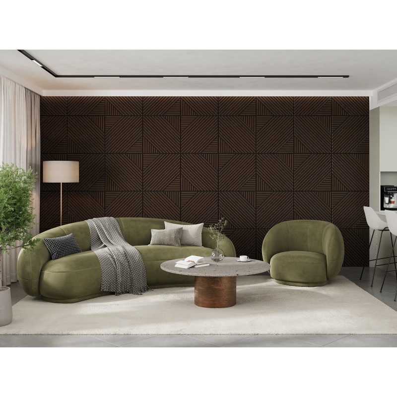 Mexen Linea 26 sieninis akustinis skydas 60 x 60 cm (4vnt.), 9 mm veltinis, techninis fanera, Mocca Ąžuolas