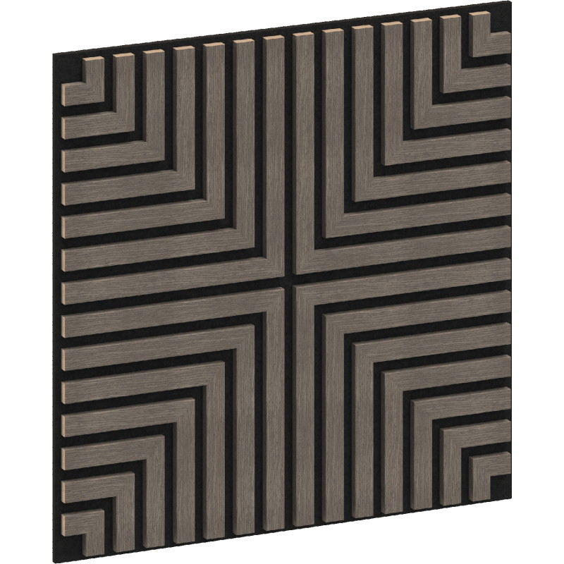 Mexen Linea 02 akustinė sieninė plokštė 60 x 60 cm (4 vnt.), 9 mm veltinis, techninis faneris, Pilkas Ąžuolas