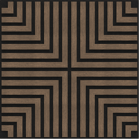 Mexen Linea 02 akustinė sieninė plokštė 60 x 60 cm (4 vnt.), veltinis 9 mm, techninis fanera, Tamsus Riešutas