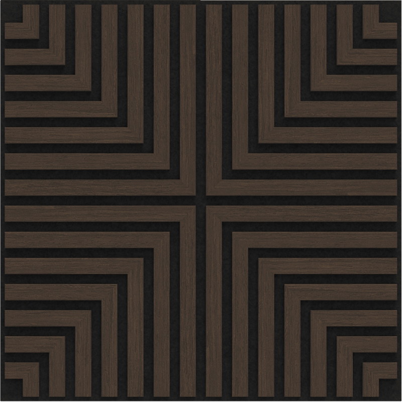 Mexen Linea 02 akustinė sieninė plokštė 60 x 60 cm (4 vnt.), 9 mm veltinis, techninis faneras, Mocca ąžuolas