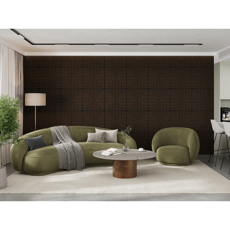 Mexen Linea 02 akustinė sieninė plokštė 60 x 60 cm (4 vnt.), 9 mm veltinis, techninis faneras, Mocca ąžuolas