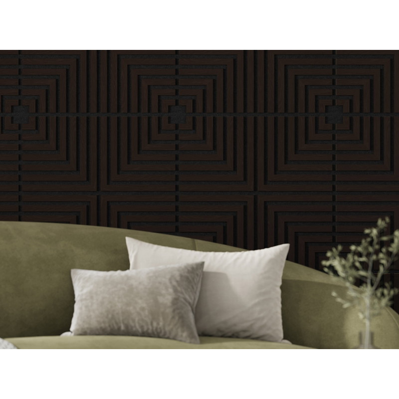 Mexen Linea 02 garsinis sieninis skydas 60 x 60 cm (4vnt.), veltinis 9 mm, techninė fanera, Juodasis Ąžuolas
