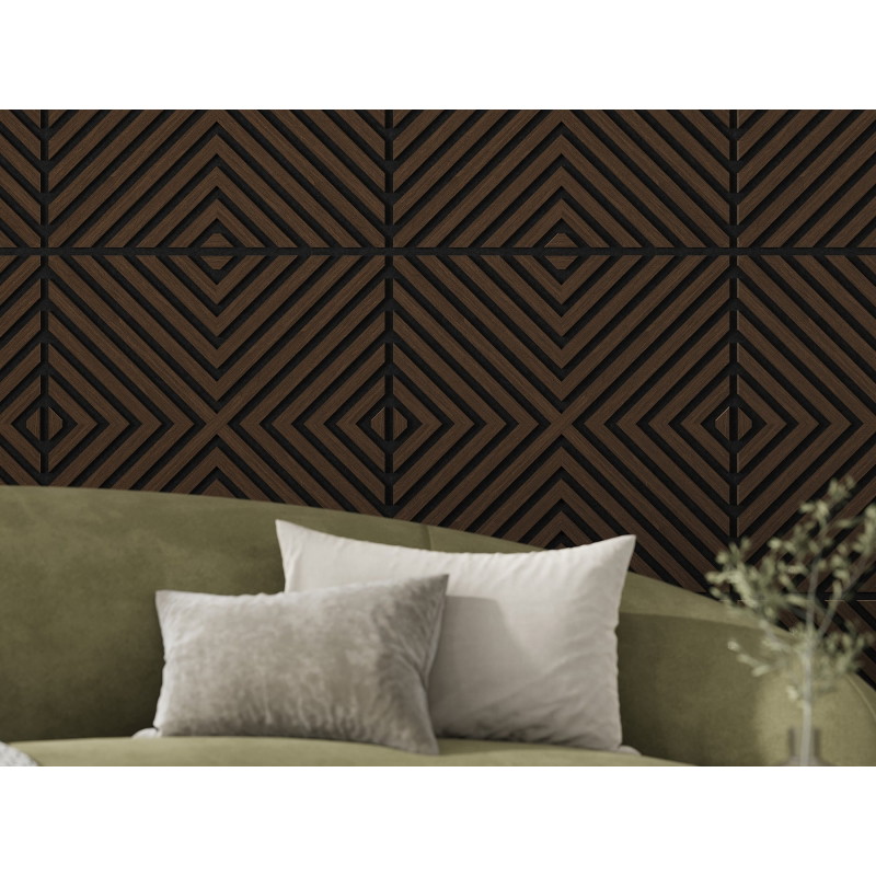 Mexen Linea 01 sienų akustinis skydelis 60 x 60 cm (4 vnt.), 9 mm veltinis, techninis fanera, Mocca Ąžuolas
