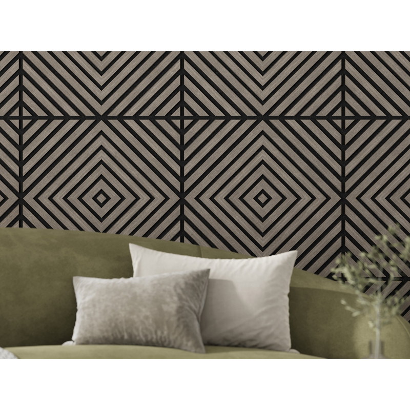 Mexen Linea 03 akustinė sieninė plokštė 60 x 60 cm (4vnt.), veltinys 9 mm, techninis faneruotas, Pilka Ąžuolas