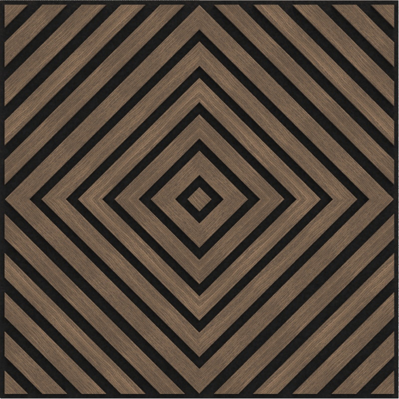 Mexen Linea 03 akustinė sienų plokštė 60 x 60 cm (4vnt.), veltinis 9 mm, techninis fanera, Tamsus Riešutas