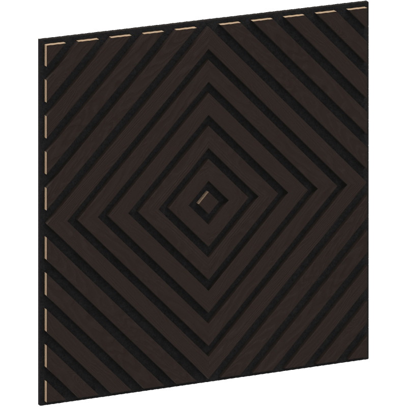 Mexen Linea 03 akustinis sieninis skydelis 60 x 60 cm (4vnt.), 9 mm veltinis, techninis lukštas, Juodas Ąžuolas
