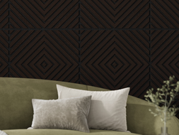 Mexen Linea 03 akustinis sieninis skydelis 60 x 60 cm (4vnt.), 9 mm veltinis, techninis lukštas, Juodas Ąžuolas