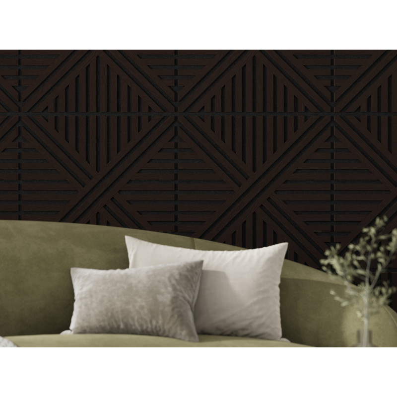 Mexen Linea 05 akustinė sieninė plokštė 60 x 60 cm (4 vnt.), veltinis 9 mm, techninė fanera, Juodas ąžuolas